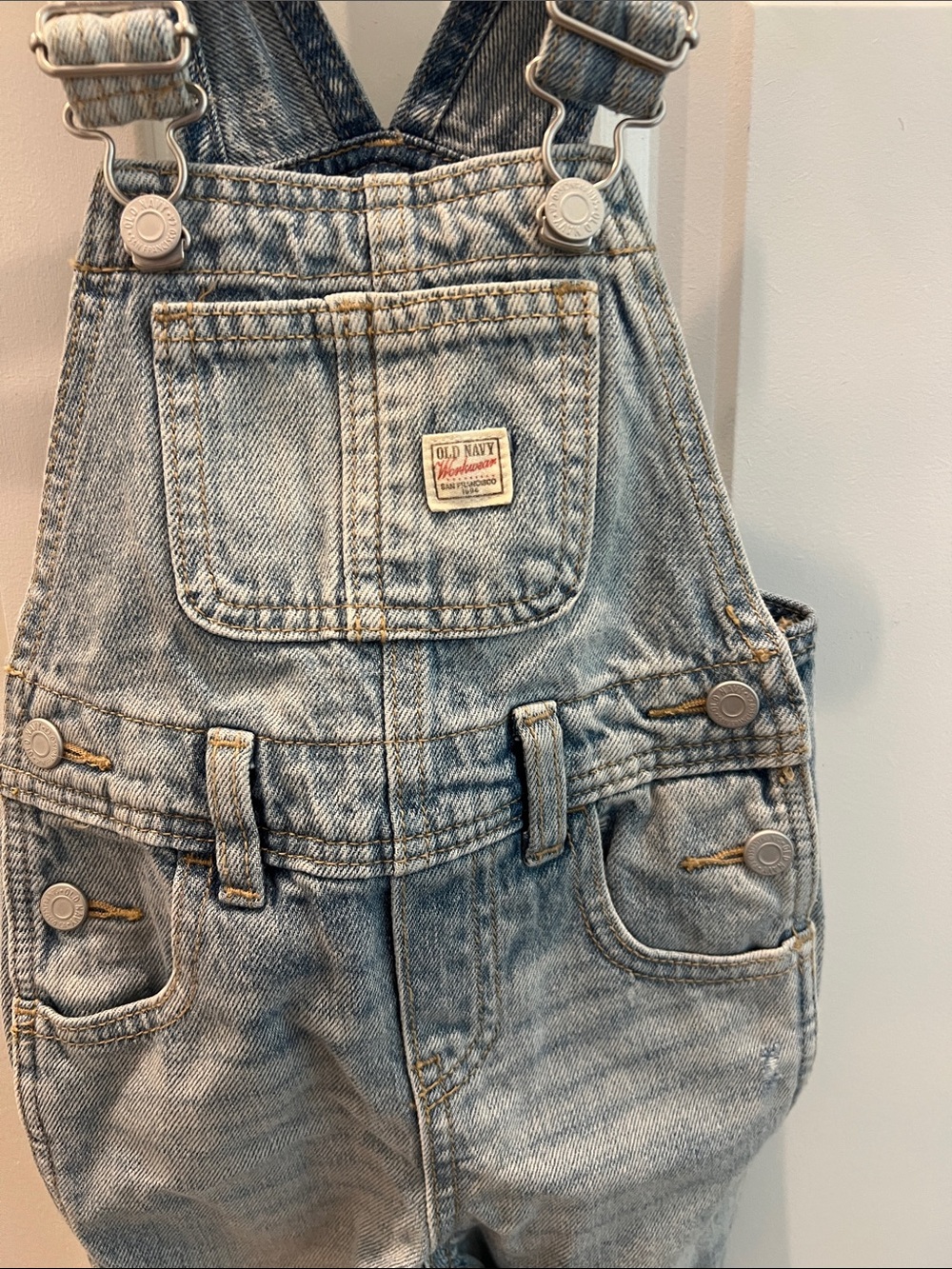Old Navy Light Wash Denim Kids Overalls - Picture 3 of 5